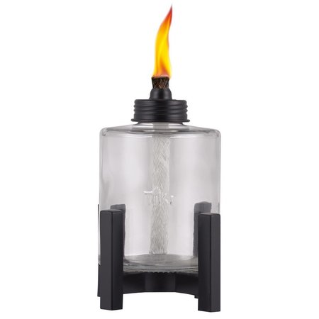 LAMPLIGHT TIKI Black/Clear Glass/Metal 6.5 in. Elevated Tabletop Torch 1 pc 1120062